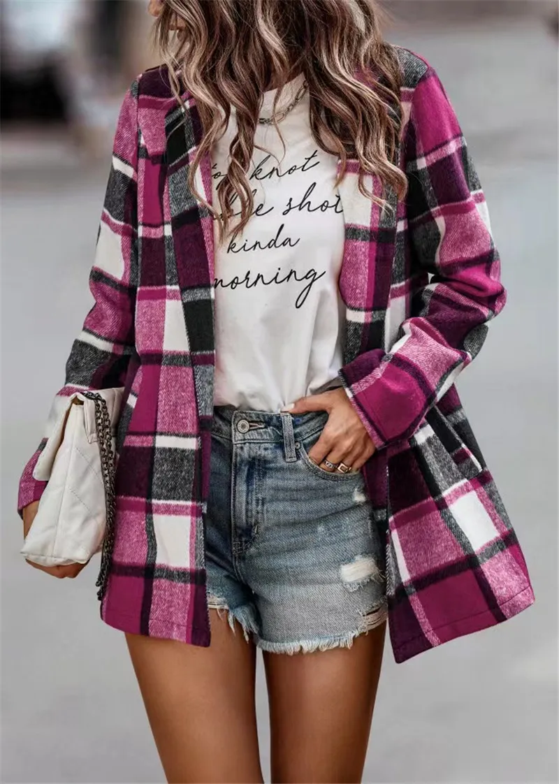 2022 New In Flannel Shirt Women With Pocket