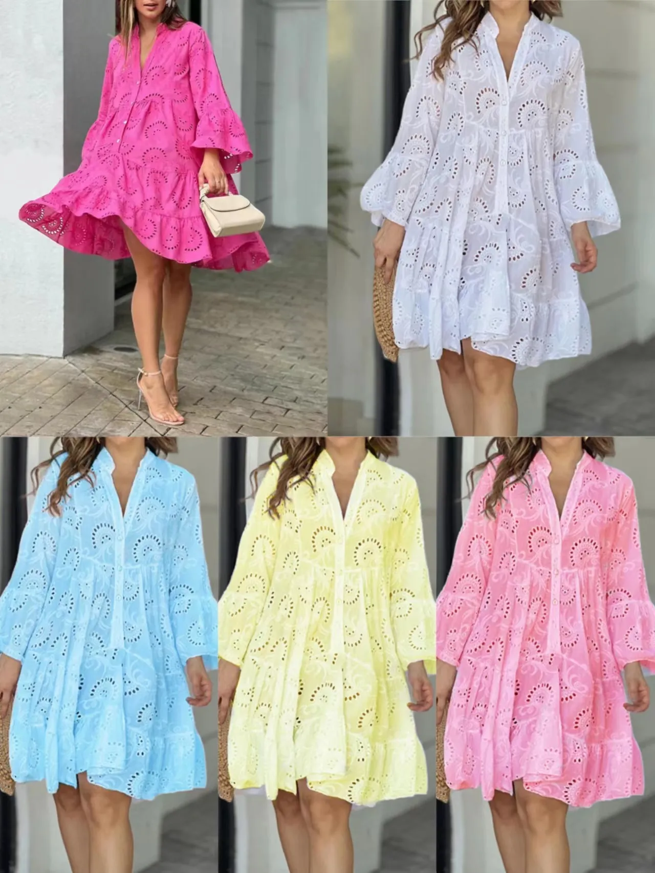 Loose V-neck midi dress